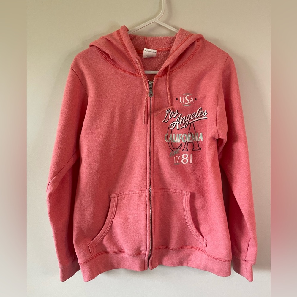 Zip up Hoodie LA California 1781 in Peachy Pink